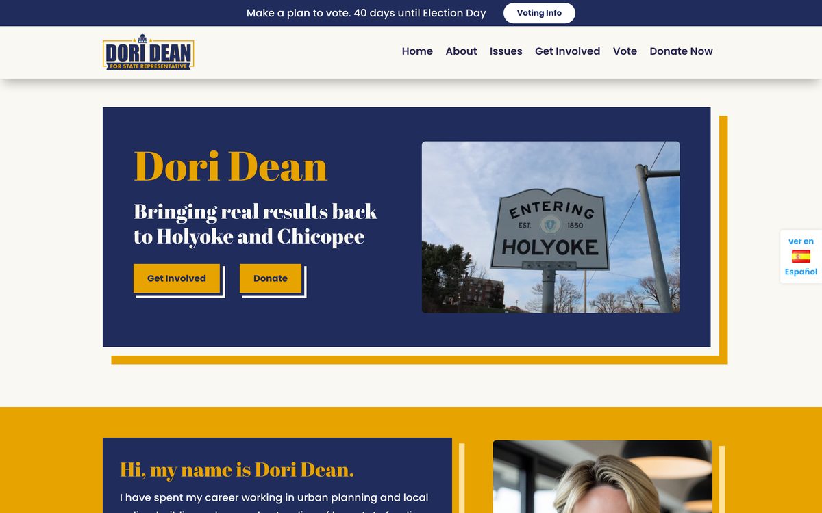 Dori Dean for State Representative campaign homepage