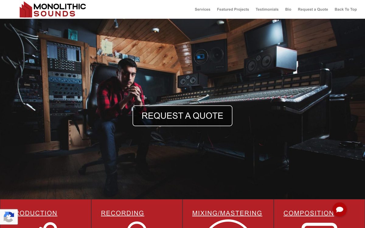 Monolithic Sounds homepage — recording studio in Los Angeles